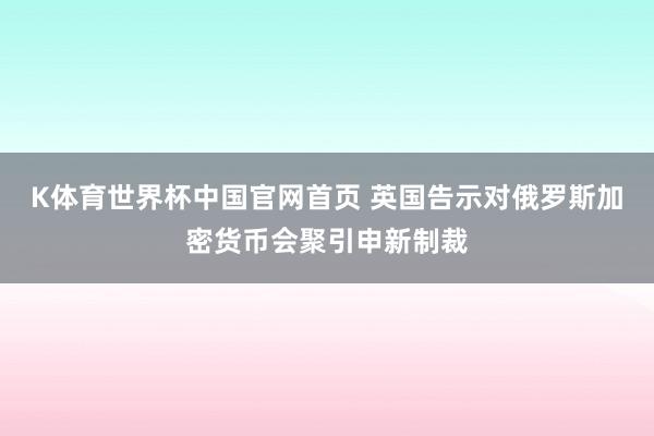 K体育世界杯中国官网首页 英国告示对俄罗斯加密货币会聚引申新制裁