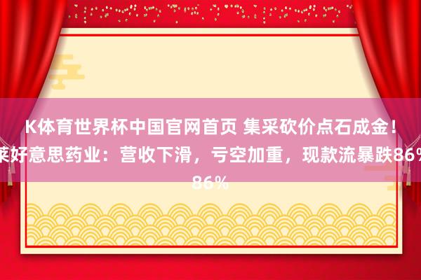 K体育世界杯中国官网首页 集采砍价点石成金！莱好意思药业：营收下滑，亏空加重，现款流暴跌86%