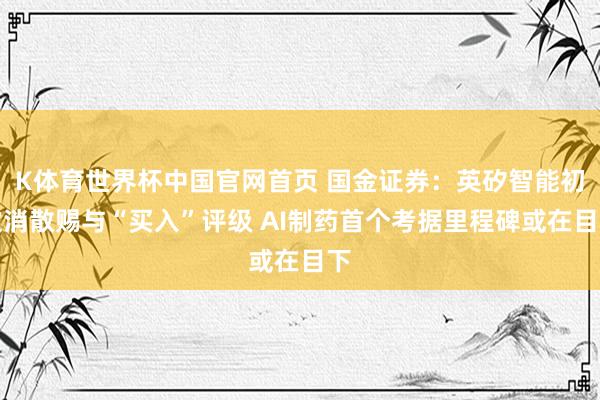 K体育世界杯中国官网首页 国金证券：英矽智能初次消散赐与“买入”评级 AI制药首个考据里程碑或在目下