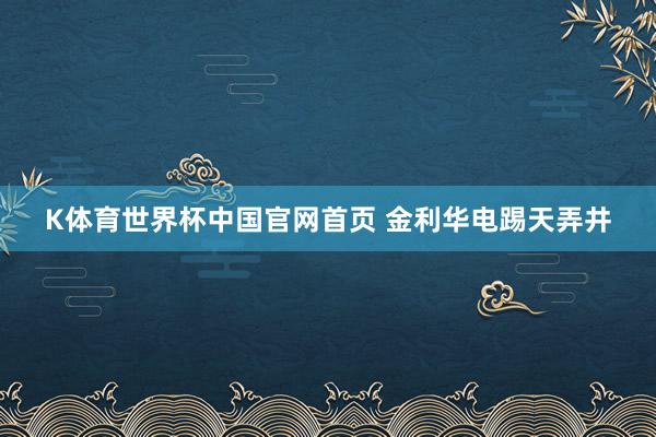 K体育世界杯中国官网首页 金利华电踢天弄井