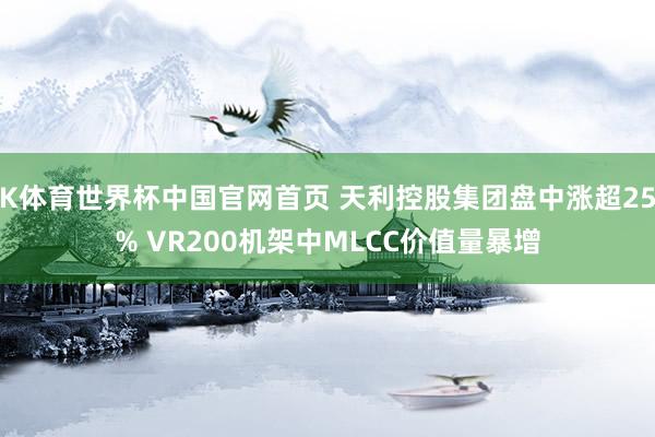 K体育世界杯中国官网首页 天利控股集团盘中涨超25% VR200机架中MLCC价值量暴增