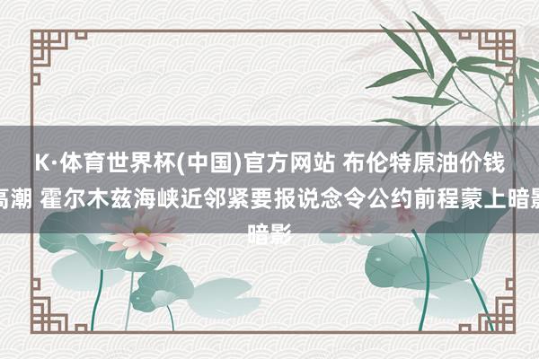 K·体育世界杯(中国)官方网站 布伦特原油价钱高潮 霍尔木兹海峡近邻紧要报说念令公约前程蒙上暗影