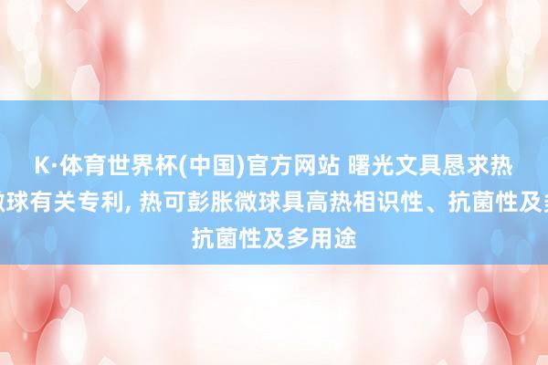 K·体育世界杯(中国)官方网站 曙光文具恳求热彭胀微球有关专利, 热可彭胀微球具高热相识性、抗菌性及多用途