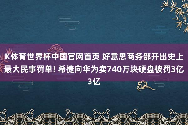 K体育世界杯中国官网首页 好意思商务部开出史上最大民事罚单! 希捷向华为卖740万块硬盘被罚3亿