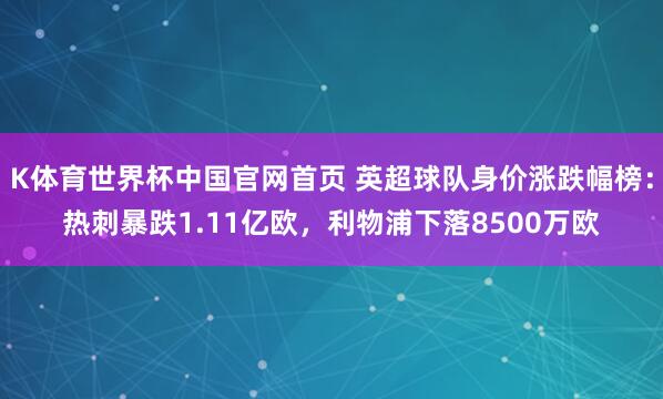 K体育世界杯中国官网首页 英超球队身价涨跌幅榜：热刺暴跌1.11亿欧，利物浦下落8500万欧