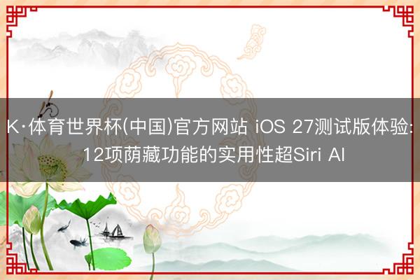 K·体育世界杯(中国)官方网站 iOS 27测试版体验: 12项荫藏功能的实用性超Siri AI