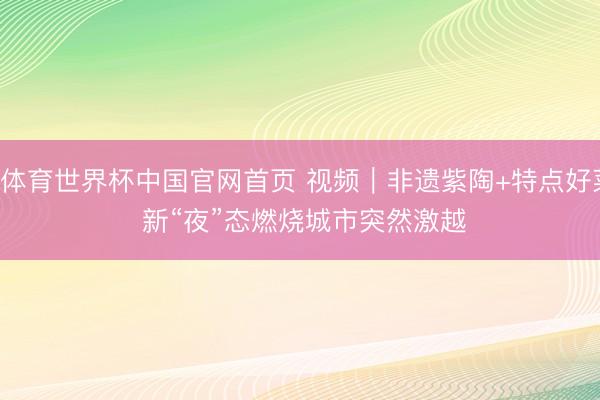 K体育世界杯中国官网首页 视频|非遗紫陶+特点好菜 新“夜”态燃烧城市突然激越