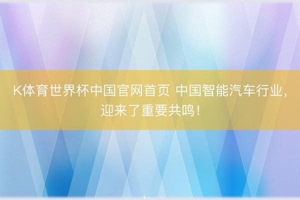 K体育世界杯中国官网首页 中国智能汽车行业,迎来了重要共鸣!
